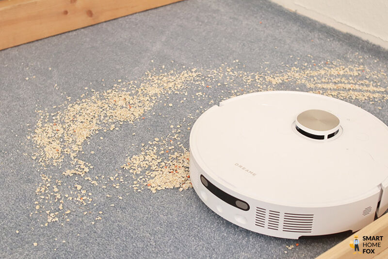 Dreame X40 Saugleistung auf Teppich im Test ist zu sehen.